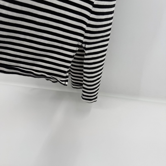 Terra Sky Dress Women 0X Black White Stripes T Shirt V Neck Short Sleeve Pockets - Picture 5 of 13